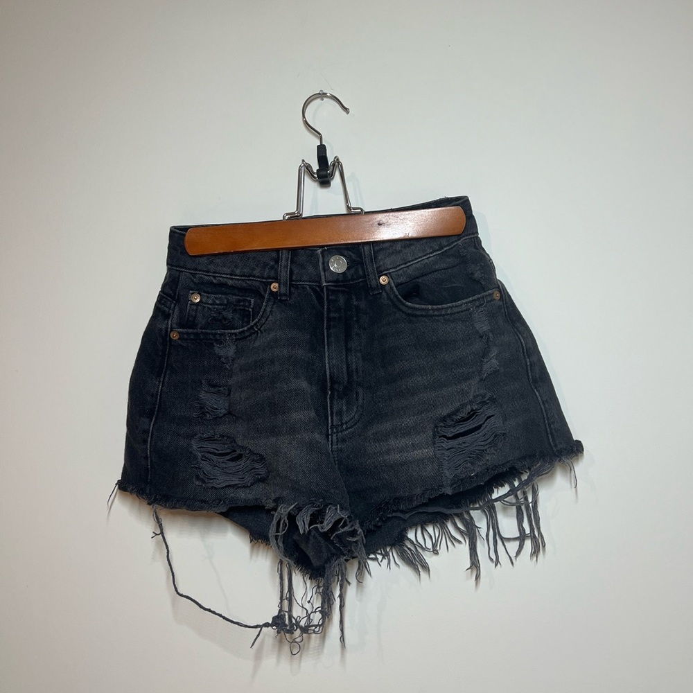 Garage Festival Black Denim High-waisted Shorts